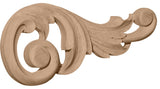 11 1/4"W x 5 1/8"H x 1"D (Each Side) Large Swaying Scrolls (Pair), Alder