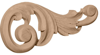 11 1/4"W x 5 1/8"H x 1"D (Each Side) Large Swaying Scrolls (Pair), Alder