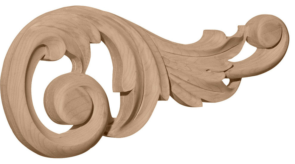 11 1/4"W x 5 1/8"H x 1"D (Each Side) Large Swaying Scrolls (Pair), Alder
