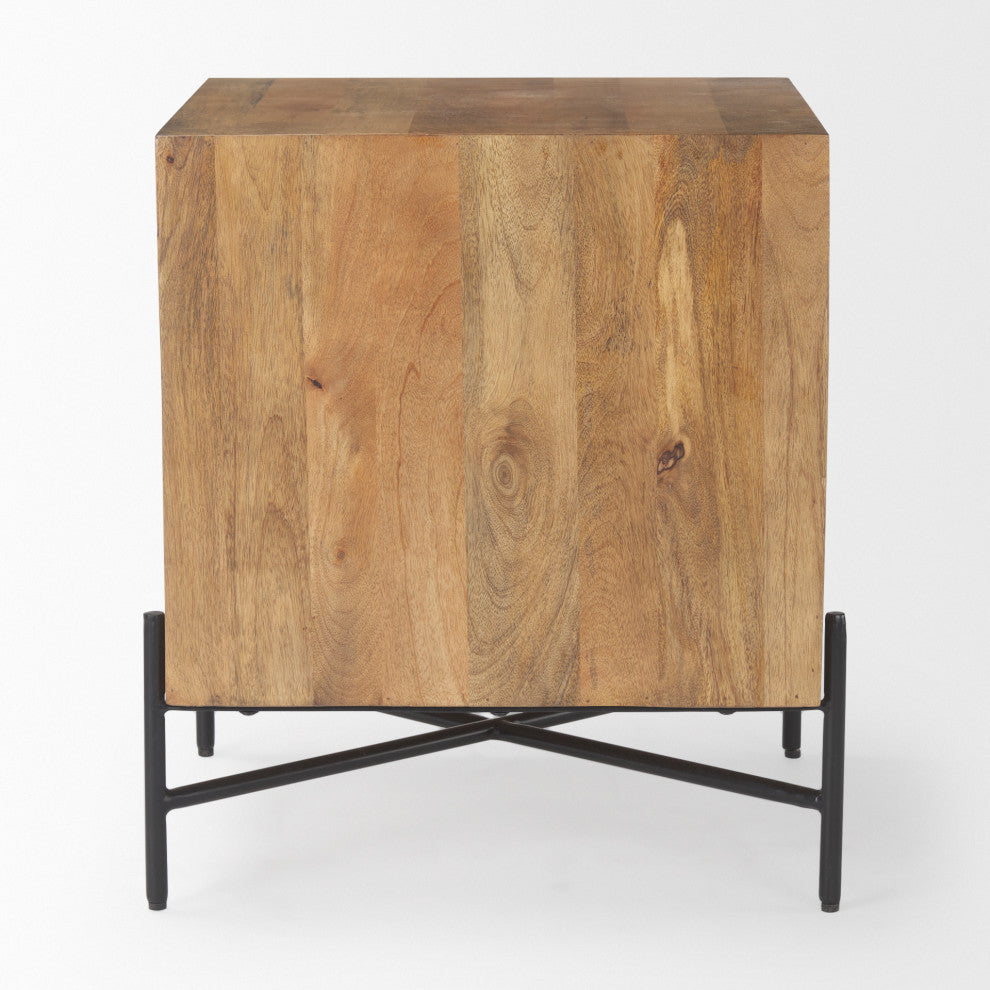 Cairo Light Brown Solid Wood 2 Drawer Accent table