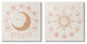 Celestial Sun Moon Phases Astrology Illustration, 2pc, each 17 x 17