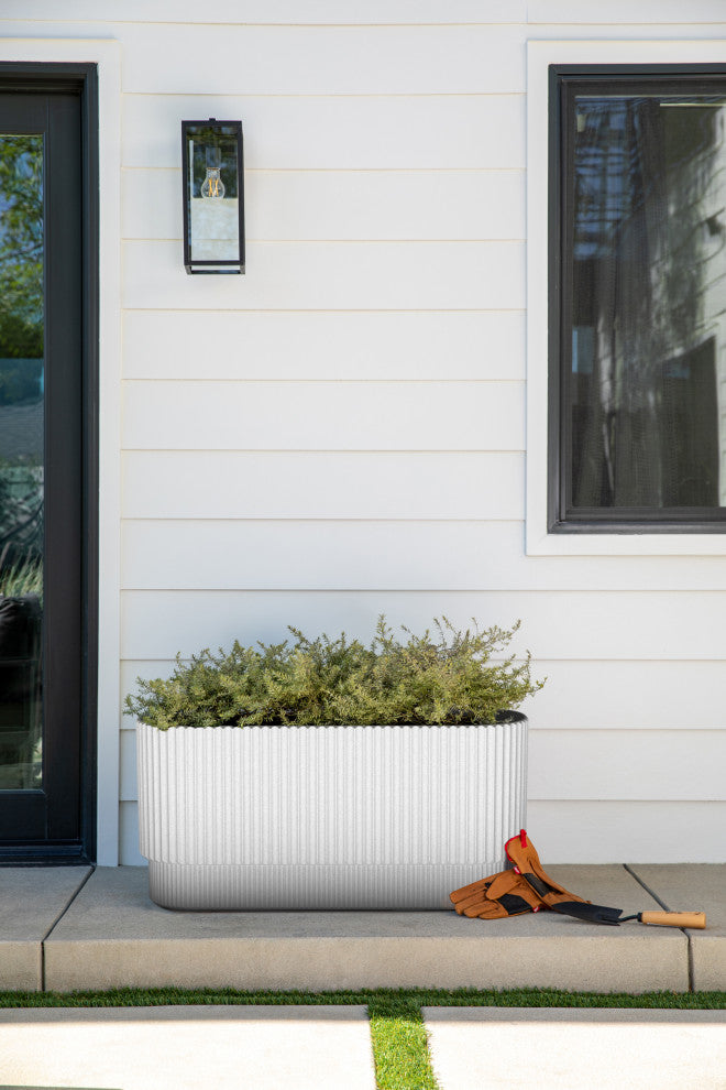 Veradek Demi Series Long 30" Planter, White, 30 Inch, 2 Pack