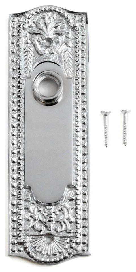 Door Back Plate Chrome Solid Brass Beaded Without Keyhole Renovators Supply