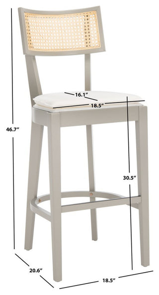 Safavieh Galway Cane Bar Stool, Grey/Natural