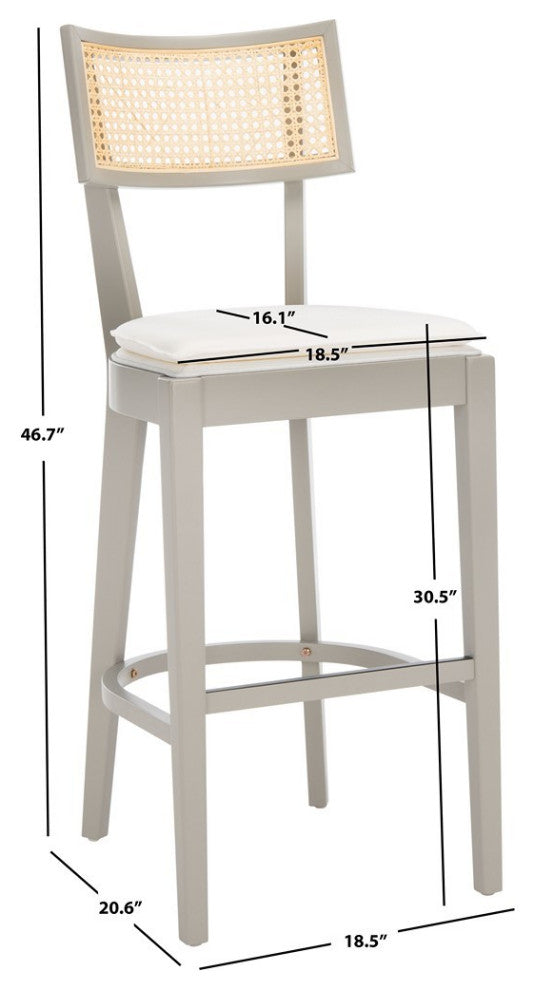 Safavieh Galway Cane Bar Stool, Grey/Natural