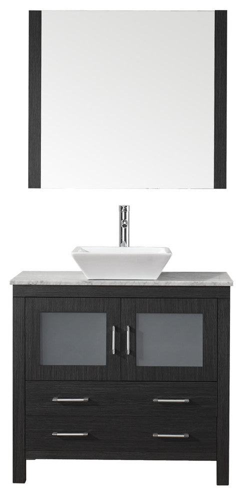 Dior 32" Single Bathroom Vanity, Zebra Gray, Marble, Brushed Nickel Faucet