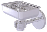 Satellite Orbit One Wall Mount Soap Dish With Groovy Accents, Polished Chrome