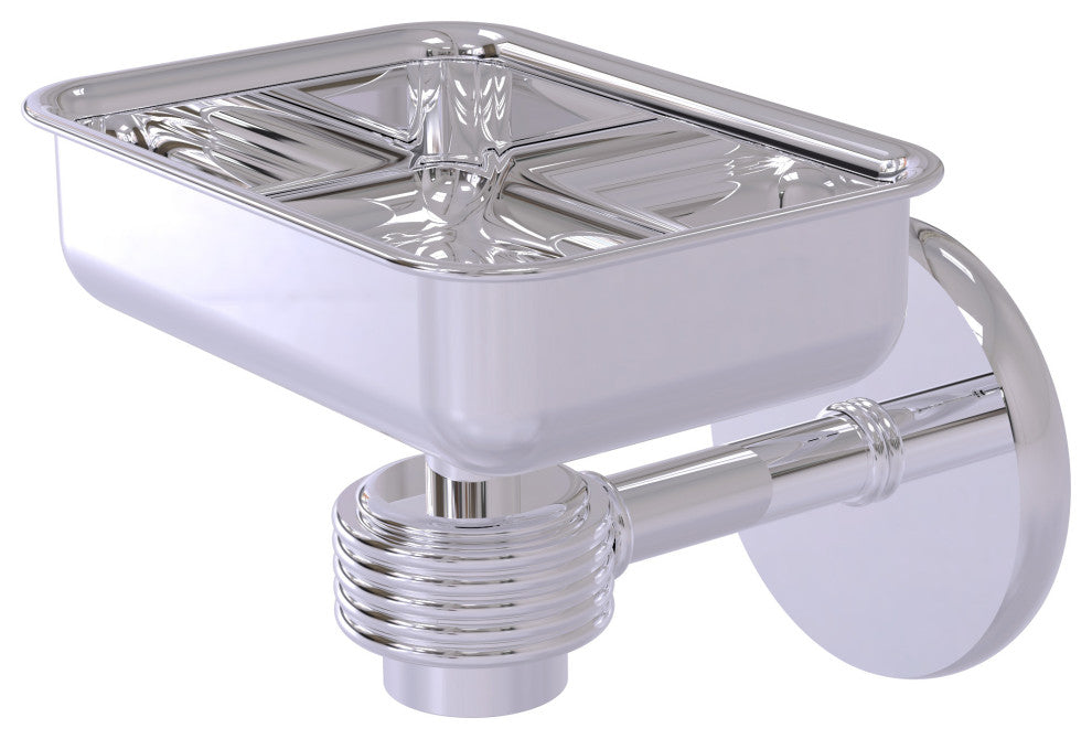 Satellite Orbit One Wall Mount Soap Dish With Groovy Accents, Polished Chrome