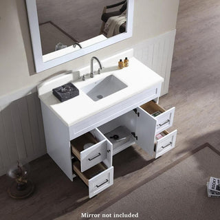 Hamlet 49" Single Sink Vanity Set, White, No Mirror, Quartz Countertop