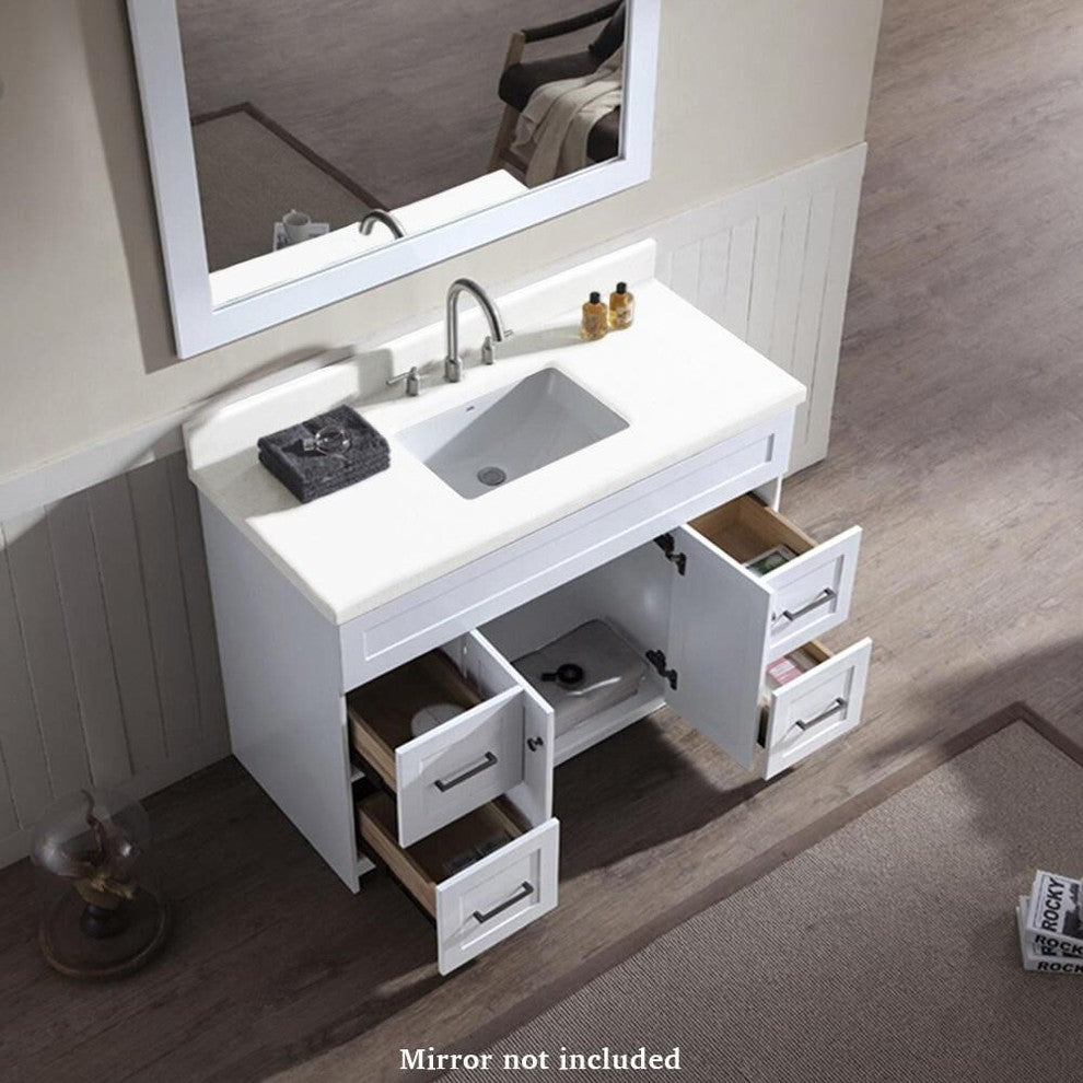 Hamlet 49" Single Sink Vanity Set, White, No Mirror, Quartz Countertop