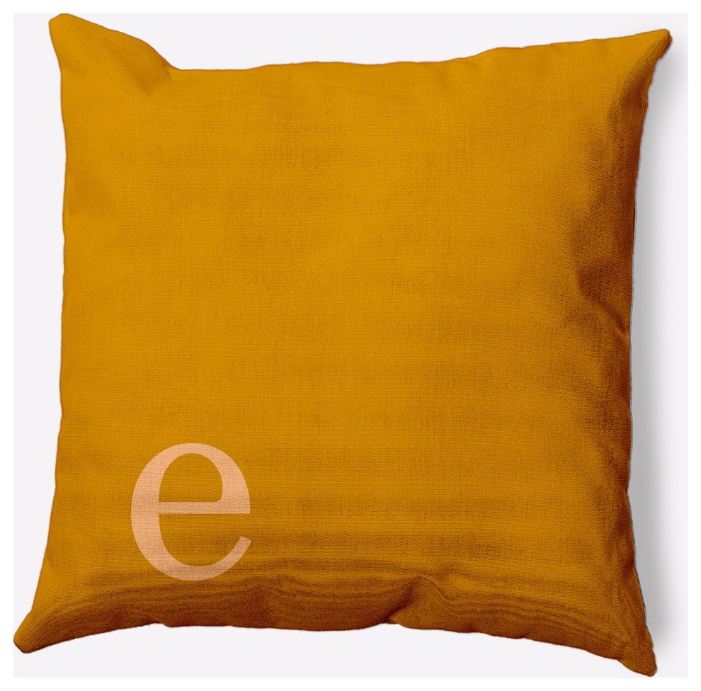 20" x 20" Modern Monogram Indoor/Outdoor Polyester Throw Pillow, Autumn Gold