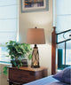 150W 3 Way Taylor Table Lamp with 1W LED, Iron Finish, Light Brown