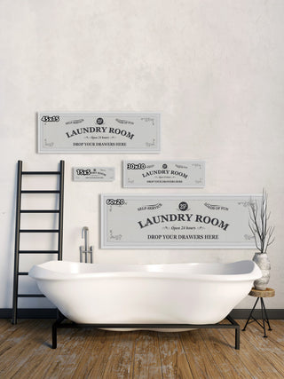 "Self-Service Laundry Room" Framed Painting Print, 45x15