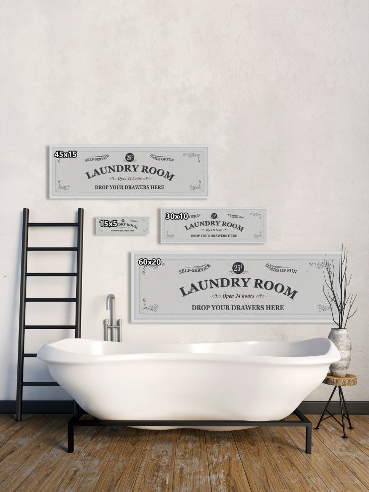"Self-Service Laundry Room" Framed Painting Print, 45x15