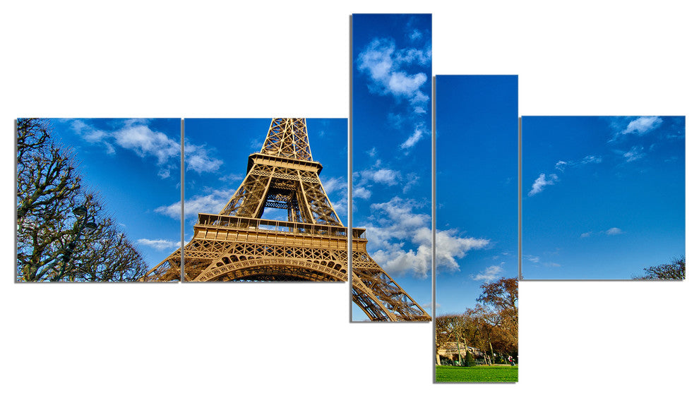 Beautiful Winter Day in Paris, Extra Large Canvas Art Print, 60"x32", 5 panels