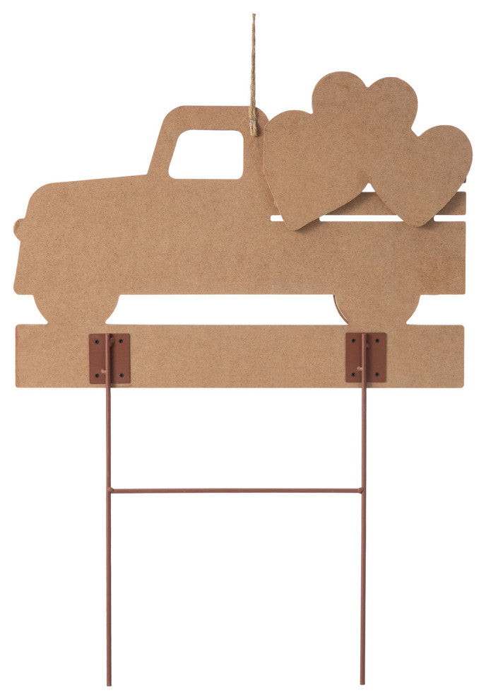 24'' Metal/Wooden Valentine's Truck Yard Stake
