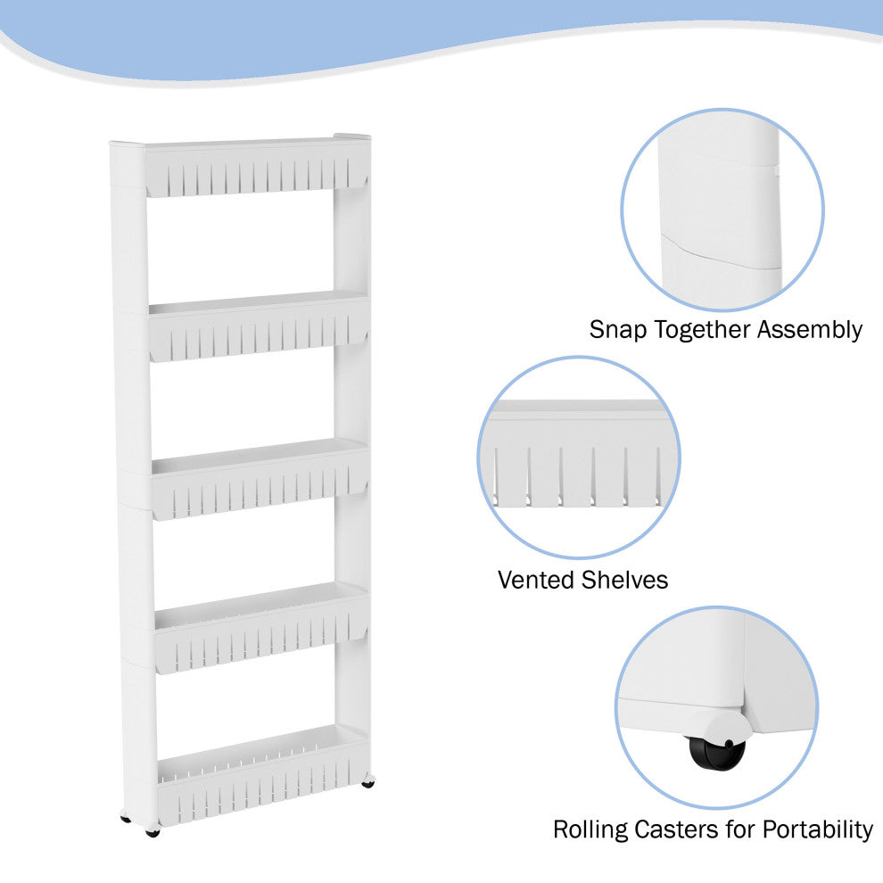 Slide-Out Pantry Storage Rack 4-Tier Pantry Organization Rolling Cart,