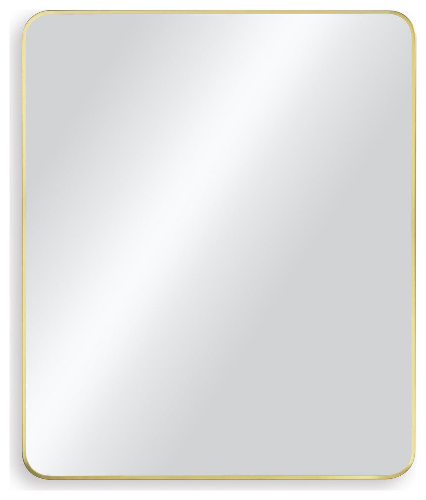 Shatterproof Wall Mount Metal Frame Mirror, FM2, Brushed Gold, 30"x36"
