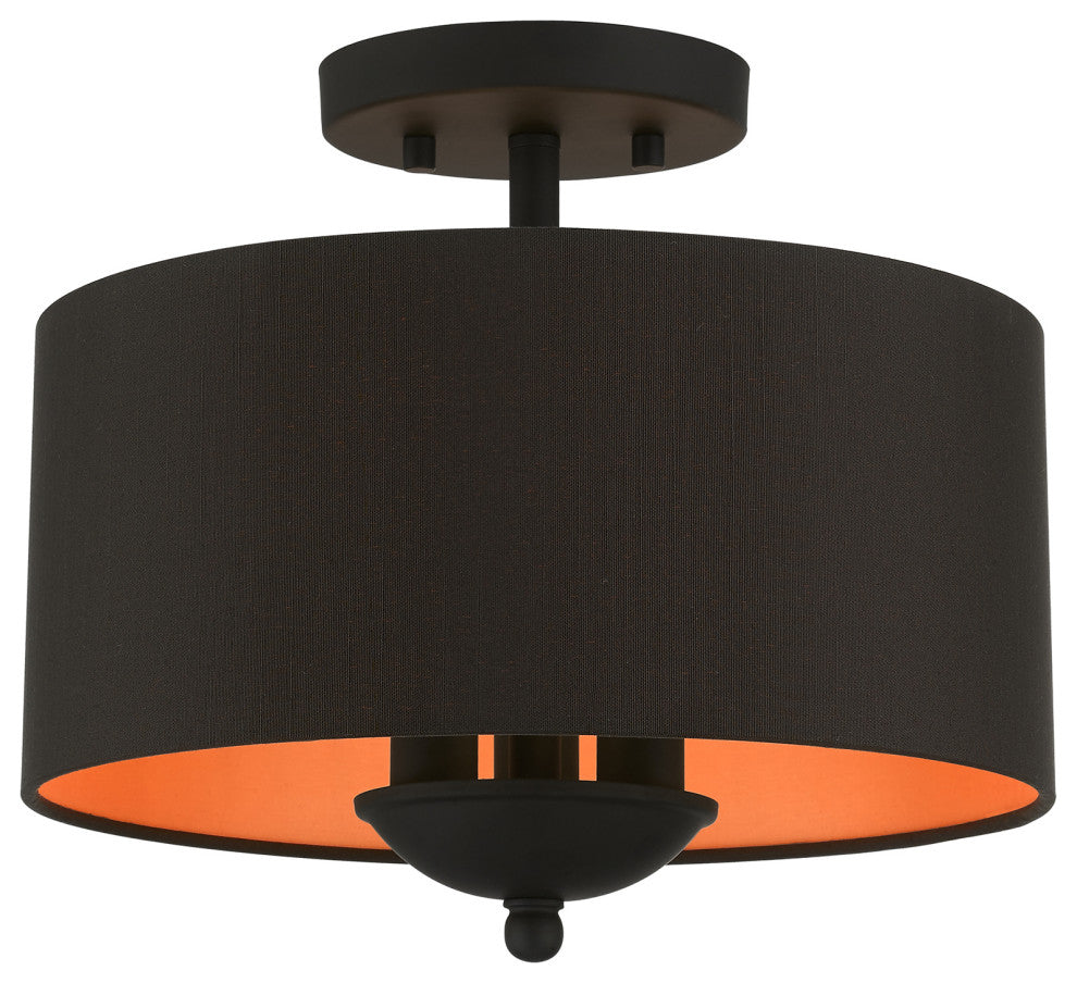 Livex Lighting 3 Light Black Semi-Flush Mount