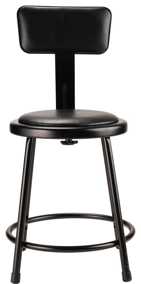NPS 18"Heavy Duty Vinyl Padded Steel Stool With Backrest, Black