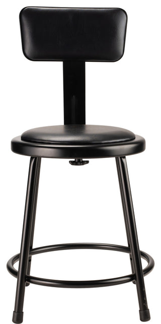 NPS 18"Heavy Duty Vinyl Padded Steel Stool With Backrest, Black