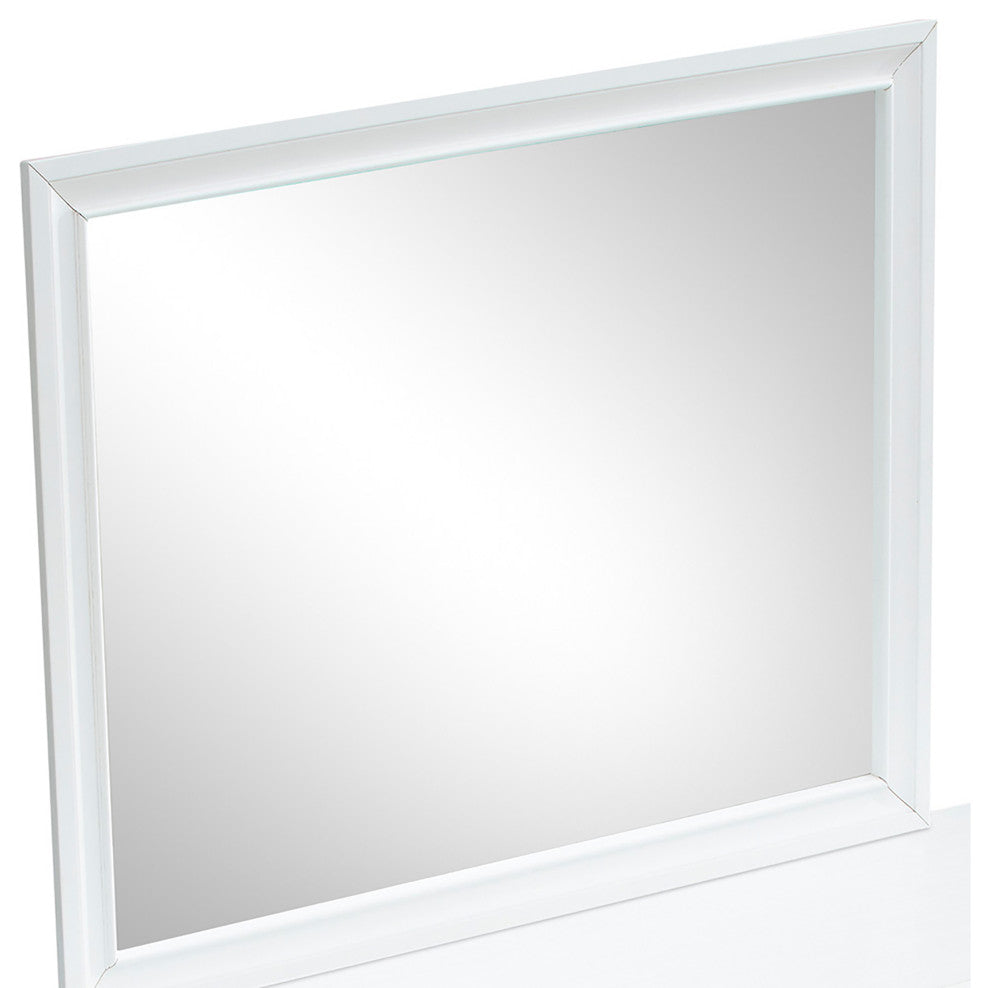 Madrid 46" W x 37" H Rectangle Framed White Dresser Mirror
