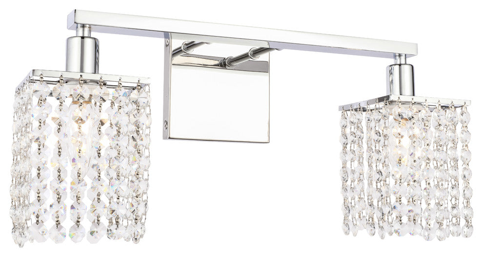 Chrome Finish And Clear Crystals 2-Light Wall Sconce