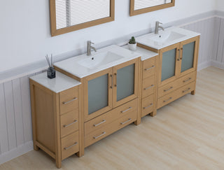 Vanity Art Freestanding Bathroom Vanity Set with Ceramic Top & Mirror
