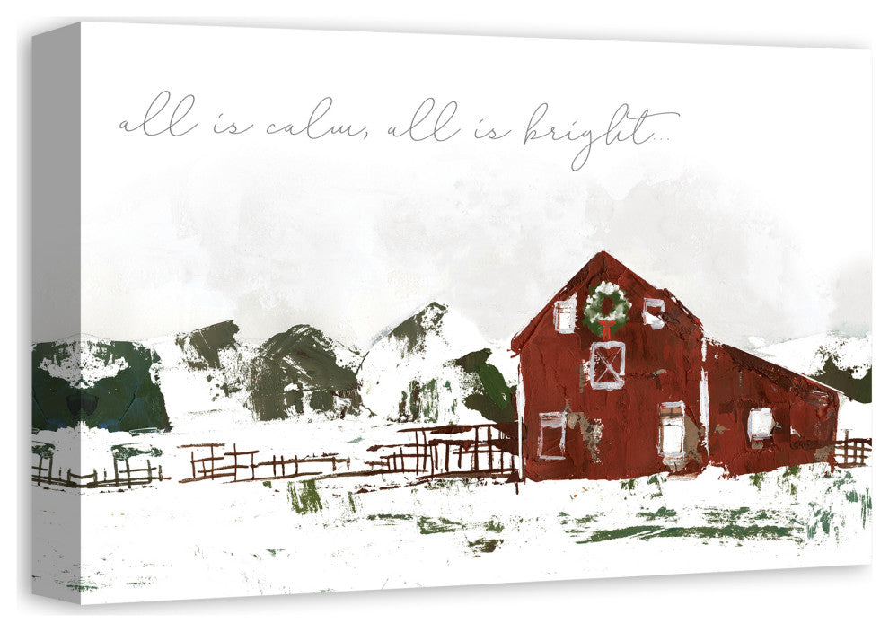 Snowy Christmas Farm 12x18 Canvas Wall Art