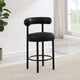 Bordeaux Upholstered Stool, Black, Vegan Leather, Matte Black, Set of 2