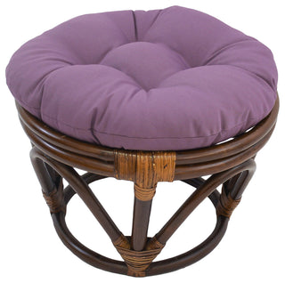18" Round Solid Twill Tufted Footstool Cushion, Grape