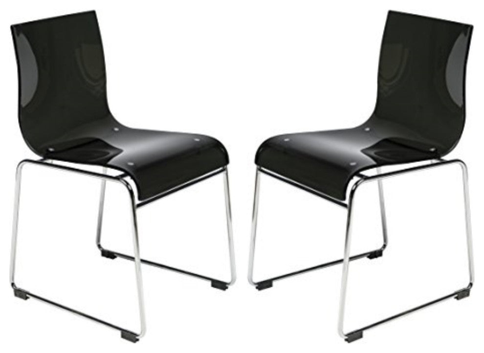 LeisureMod Lima Modern Acrylic Chair, Set of 2