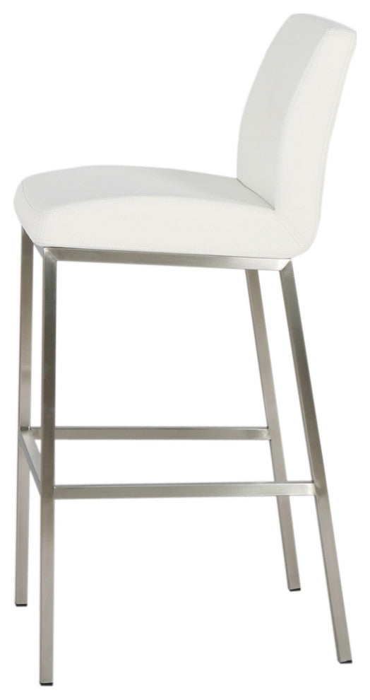 GDF Studio Jalen White Leather Bar Stools, Set of 2