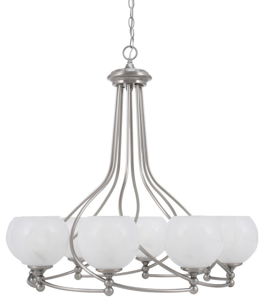 Capri 8-Light Chandelier, Brushed Nickel/White Marble