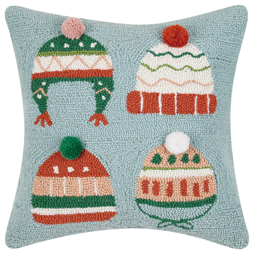 Winter Hats 3D Pom Poms Hook Pillow