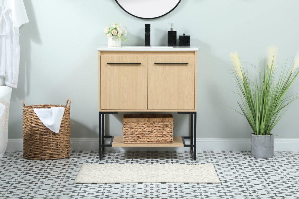 Sue 30" Single Bathroom Vanity, Maple