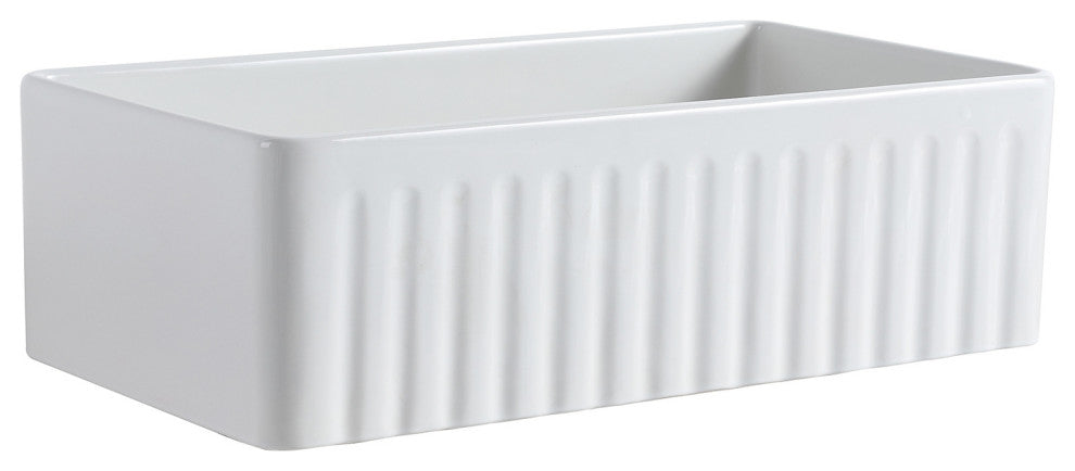 White Fireclay 33 in. Single Bowl Farmhouse Apron Kitchen Sink with Accessories,