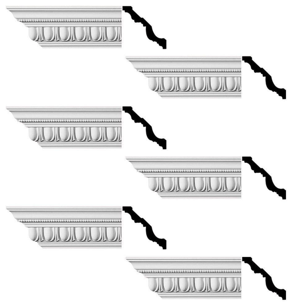 Ornate Cornice White Urethane Design 6 Pieces Totaling 576" Length