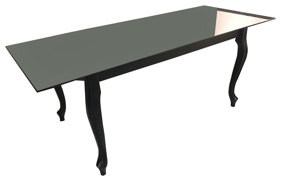 Retro Glass Top Extendable Dining Table, Black