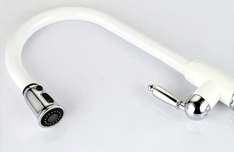 Nola Brass Deck Mounted White Single Handle Kitchen Faucet
