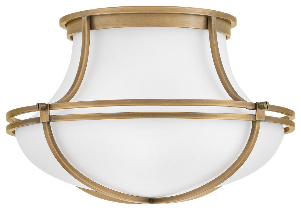 Hinkley Saddler Medium Flush Mount, Heritage Brass
