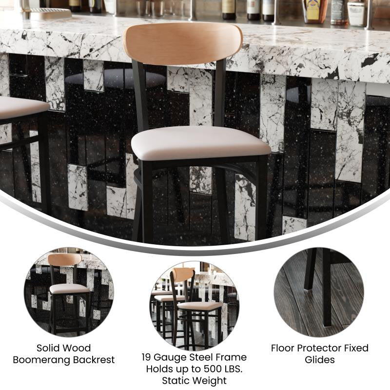 Wright Commercial Grade Barstool -500 LB. Capacity Steel Frame, Natural Birch Wo