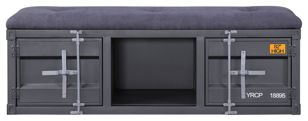 ACME Cargo Storage Bench, Gray Fabric and Gunmetal
