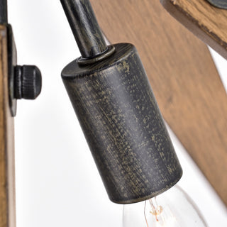 Kay 4-Light Antique Black Sputnik Natural Wood Flush Mount