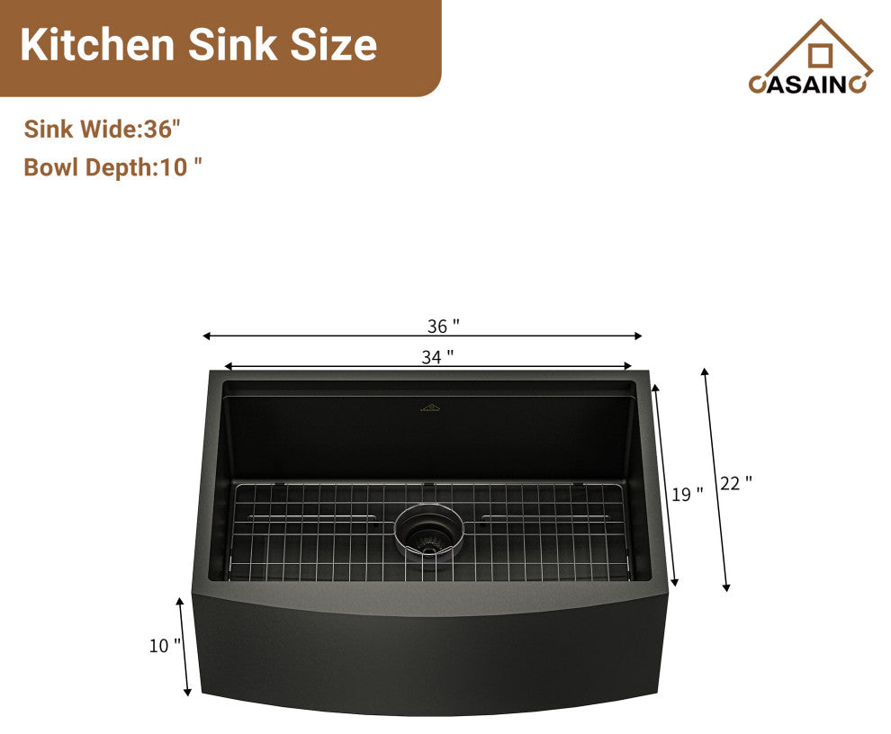 36 inch Stainless Steel Single Bowl Farmhouse Apron Workstation Kitchen Sink, Brushed Nickel