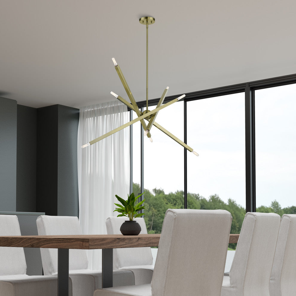 Livex Lighting Monaco 8-Light Antique Brass Large Linear Chandelier