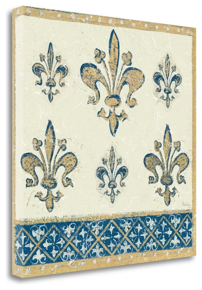 "Regal Fleur De Lis Indigo And Cream" By Meloushka Designs, Gallery Wrap Canvas