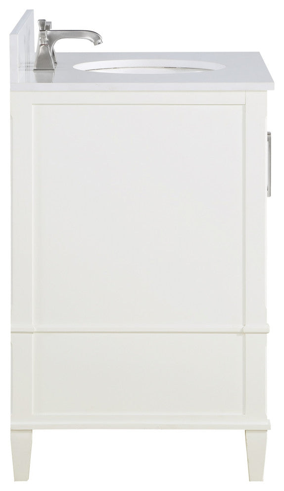 Montauk Bathroom Vanity, Pure White With White Quartz, 36"
