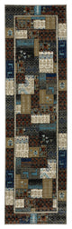 Vander Patchwork Tribal Blue/Multicolored Indoor Area Rug, Blue, 2'3"x7'6"
