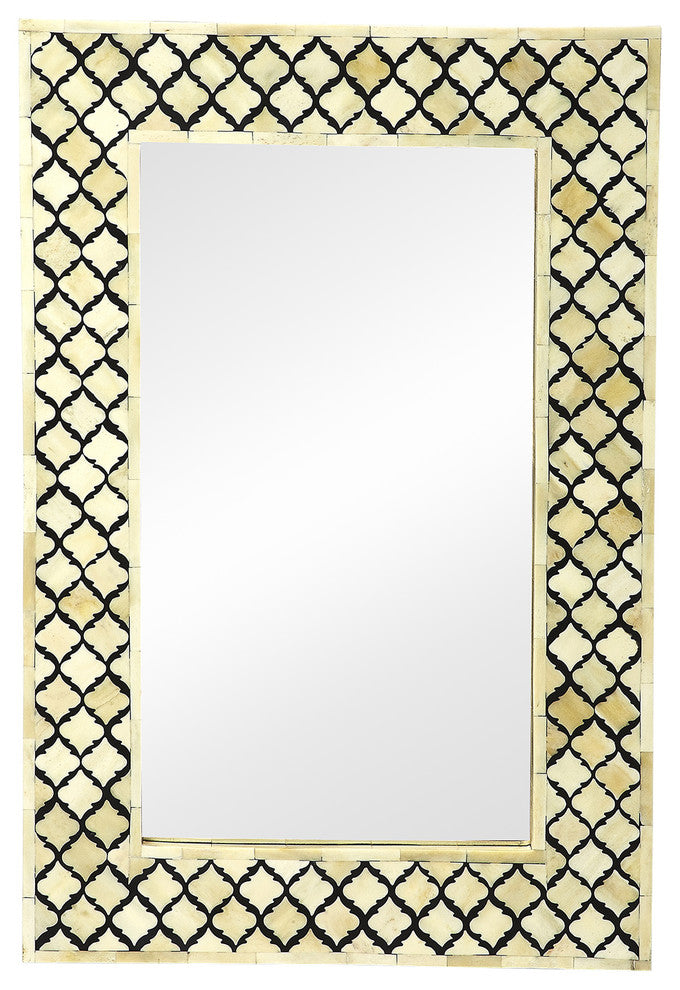 Bone Inlay Wall Mirror, Off White